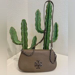 Tory Burch Taupe Leather Chain Shoulder Bag